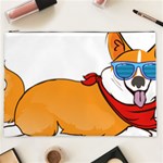 Corgi With Sunglasses And Scarf T Shirt Cosmetic Bag (XXL)  Front