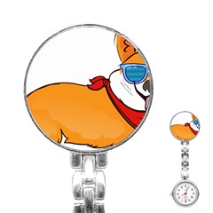 Corgi With Sunglasses And Scarf T Shirt Stainless Steel Nurses Watch by AmeeaDesign