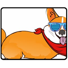 Corgi With Sunglasses And Scarf T Shirt Double Sided Fleece Blanket (medium)  by AmeeaDesign