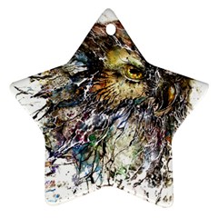 Angry And Colourful Owl T Shirt Ornament (star) by AmeeaDesign