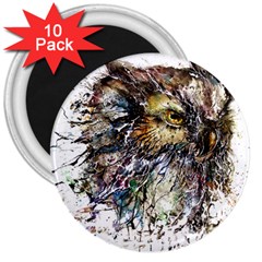 Angry And Colourful Owl T Shirt 3  Magnets (10 Pack)  by AmeeaDesign