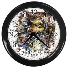 Angry And Colourful Owl T Shirt Wall Clocks (black) by AmeeaDesign