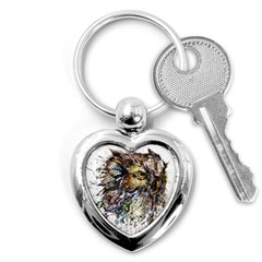 Angry And Colourful Owl T Shirt Key Chains (heart) 