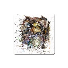 Angry And Colourful Owl T Shirt Square Magnet by AmeeaDesign