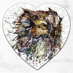 Angry And Colourful Owl T Shirt Jigsaw Puzzle (heart)