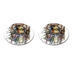 Angry And Colourful Owl T Shirt Cufflinks (oval) by AmeeaDesign