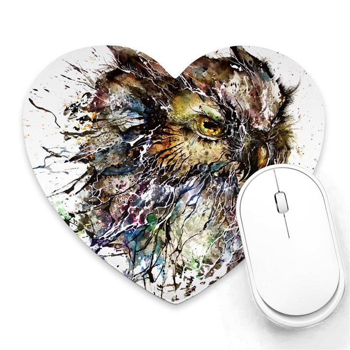 Angry And Colourful Owl T Shirt Heart Mousepads