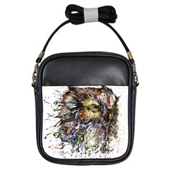 Angry And Colourful Owl T Shirt Girls Sling Bags by AmeeaDesign