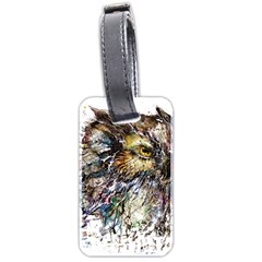 Angry And Colourful Owl T Shirt Luggage Tags (two Sides) by AmeeaDesign