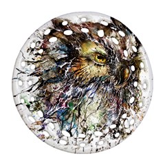 Angry And Colourful Owl T Shirt Ornament (round Filigree)