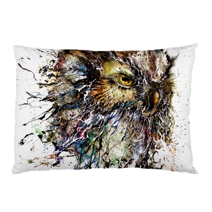 Angry And Colourful Owl T Shirt Pillow Case (Two Sides)