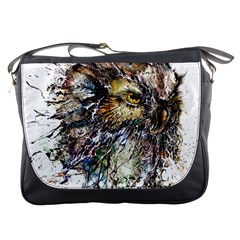 Angry And Colourful Owl T Shirt Messenger Bags by AmeeaDesign