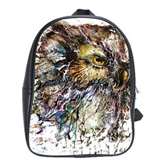 Angry And Colourful Owl T Shirt School Bag (xl) by AmeeaDesign