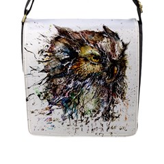 Angry And Colourful Owl T Shirt Flap Messenger Bag (l)  by AmeeaDesign