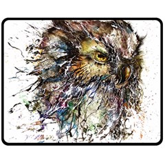 Angry And Colourful Owl T Shirt Double Sided Fleece Blanket (medium)  by AmeeaDesign