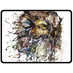 Angry And Colourful Owl T Shirt Double Sided Fleece Blanket (large)  by AmeeaDesign