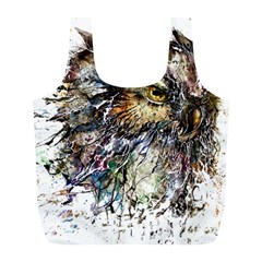 Angry And Colourful Owl T Shirt Full Print Recycle Bags (l)  by AmeeaDesign