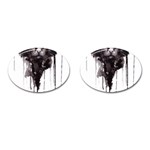 Angry Cat T Shirt Cufflinks (Oval) Front(Pair)