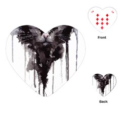 Angry Cat T Shirt Playing Cards (heart)  by AmeeaDesign