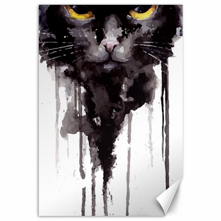 Angry Cat T Shirt Canvas 12  x 18  