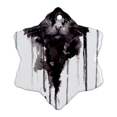 Angry Cat T Shirt Snowflake Ornament (two Sides)