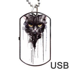 Angry Cat T Shirt Dog Tag Usb Flash (two Sides) by AmeeaDesign