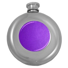 Purple Skin Leather Texture Pattern Round Hip Flask (5 Oz) by paulaoliveiradesign