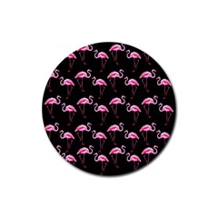 Flamingo Pattern Rubber Coaster (round)  by Valentinaart