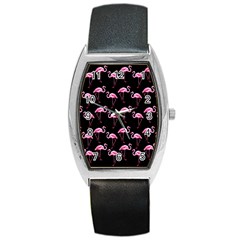 Flamingo Pattern Barrel Style Metal Watch by Valentinaart