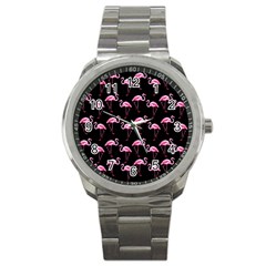 Flamingo Pattern Sport Metal Watch by Valentinaart