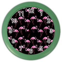 Flamingo Pattern Color Wall Clocks by Valentinaart