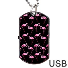 Flamingo Pattern Dog Tag Usb Flash (two Sides) by Valentinaart