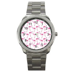 Flamingo Pattern Sport Metal Watch by Valentinaart