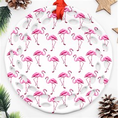 Flamingo Pattern Ornament (round Filigree) by Valentinaart