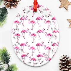 Flamingo Pattern Oval Filigree Ornament (two Sides) by Valentinaart