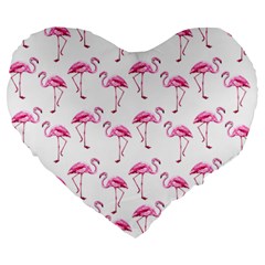 Flamingo Pattern Large 19  Premium Heart Shape Cushions by Valentinaart