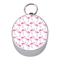 Flamingo Pattern Mini Silver Compasses by Valentinaart