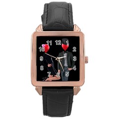 Love Rose Gold Leather Watch 