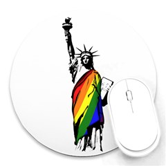 Pride Statue Of Liberty  Round Mousepads by Valentinaart