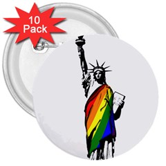 Pride Statue Of Liberty  3  Buttons (10 Pack)  by Valentinaart