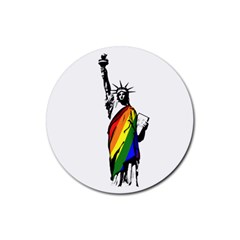 Pride Statue Of Liberty  Rubber Round Coaster (4 Pack)  by Valentinaart