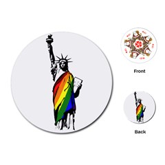 Pride Statue Of Liberty  Playing Cards (round)  by Valentinaart