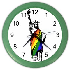 Pride Statue Of Liberty  Color Wall Clocks by Valentinaart