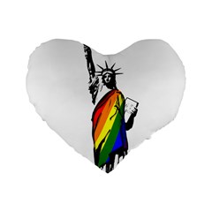 Pride Statue Of Liberty  Standard 16  Premium Heart Shape Cushions by Valentinaart