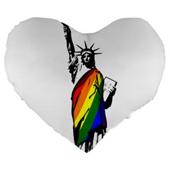 Pride Statue Of Liberty  Large 19  Premium Heart Shape Cushions by Valentinaart