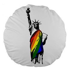 Pride Statue Of Liberty  Large 18  Premium Flano Round Cushions by Valentinaart