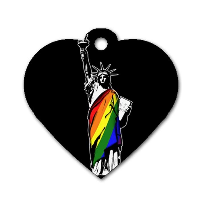 Pride Statue of Liberty  Dog Tag Heart (One Side)