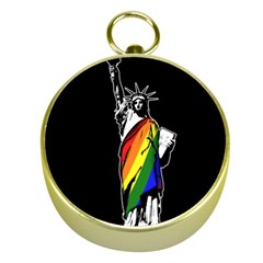 Pride Statue Of Liberty  Gold Compasses by Valentinaart