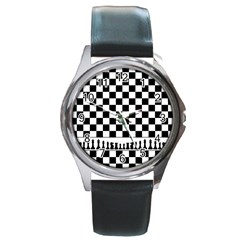 Chess  Round Metal Watch by Valentinaart