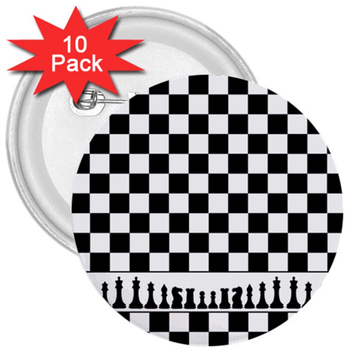 Chess  3  Buttons (10 pack) 